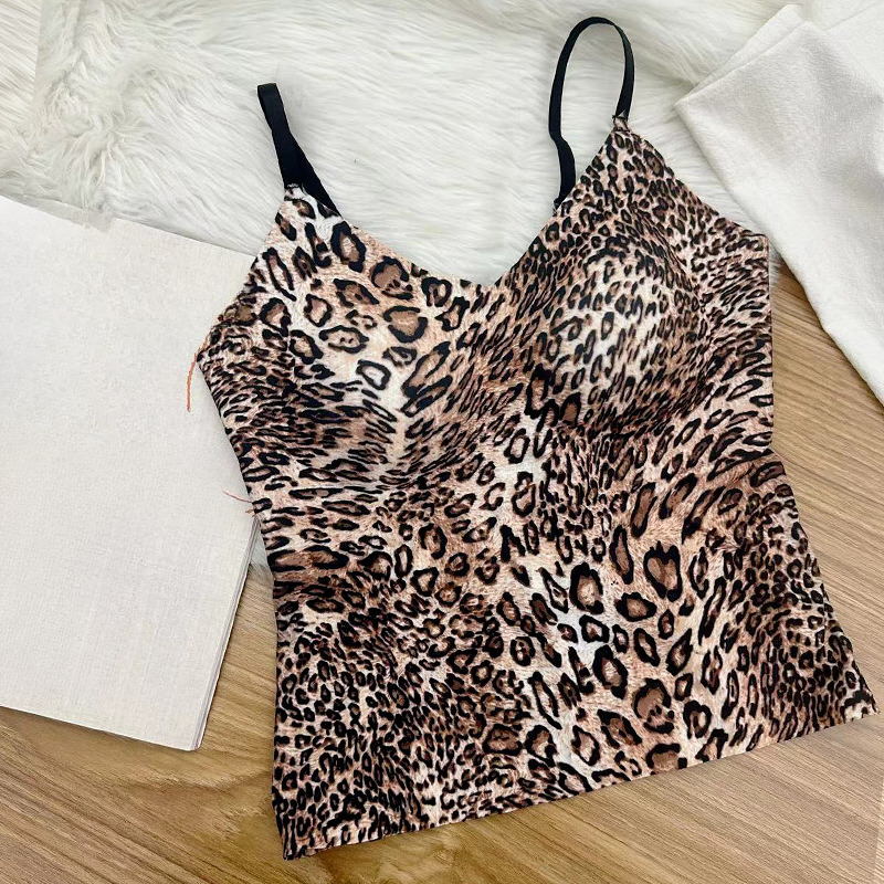 Designer Short Fixed One Piece Tank Top Autumn/winter New Warm Underwear Leopard Pattern Beautiful And Sexy Seamless Inner Layer Women's Tank Top