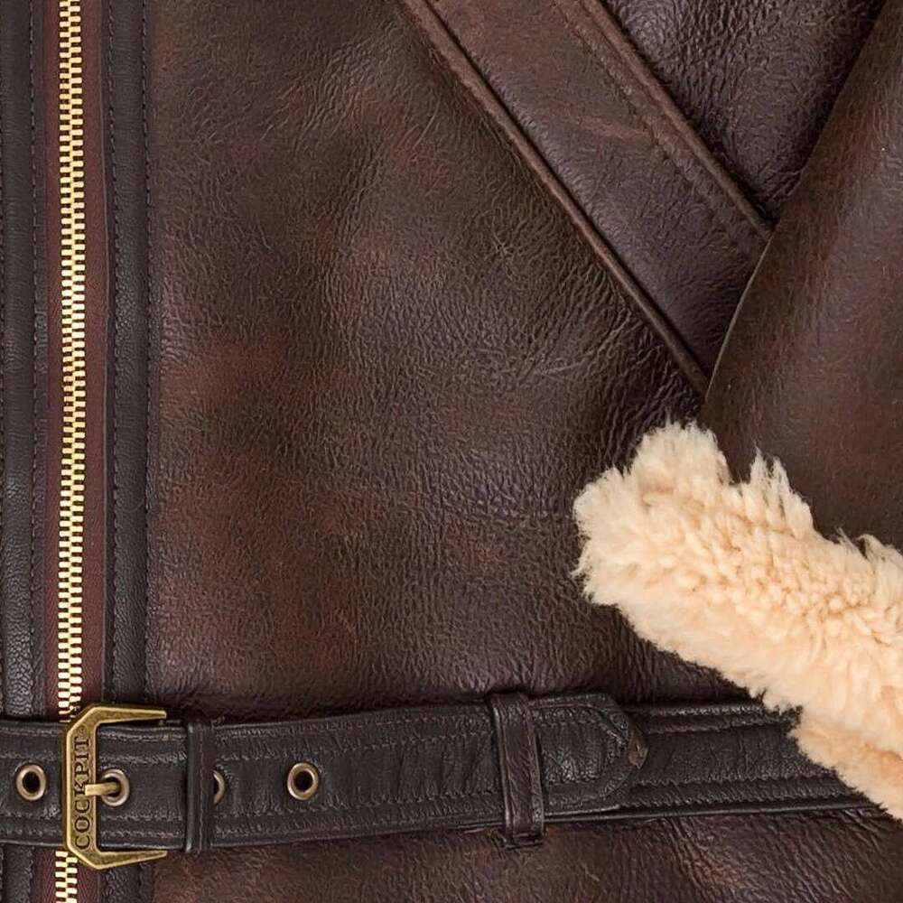 New Faux Leather Plush Integrated Men's Coat With Long Sleeves And Thick Synthetic Fur