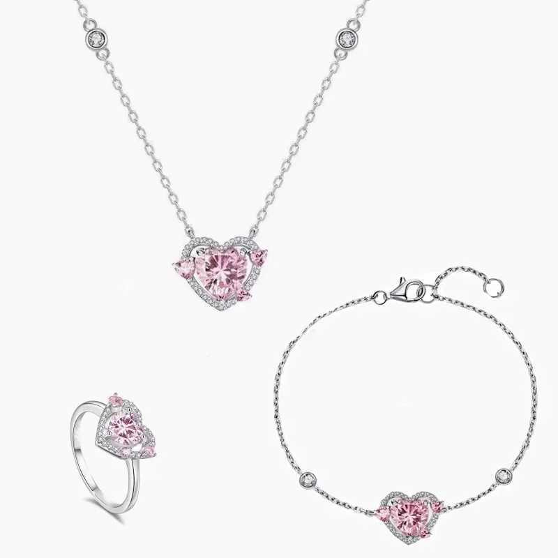 Shining Pink Rhinestone Heart Bracelet Girls Y2K Fairy Delicate Elegant Adjustable Bracelet Women Party Fashion Jewelry GiftXJ241214