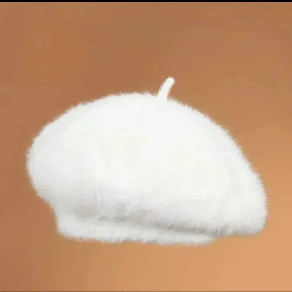 Womens Winter Beret Simple Solid Color Comfortable Plush Korean Girl Shopping Hat 241210