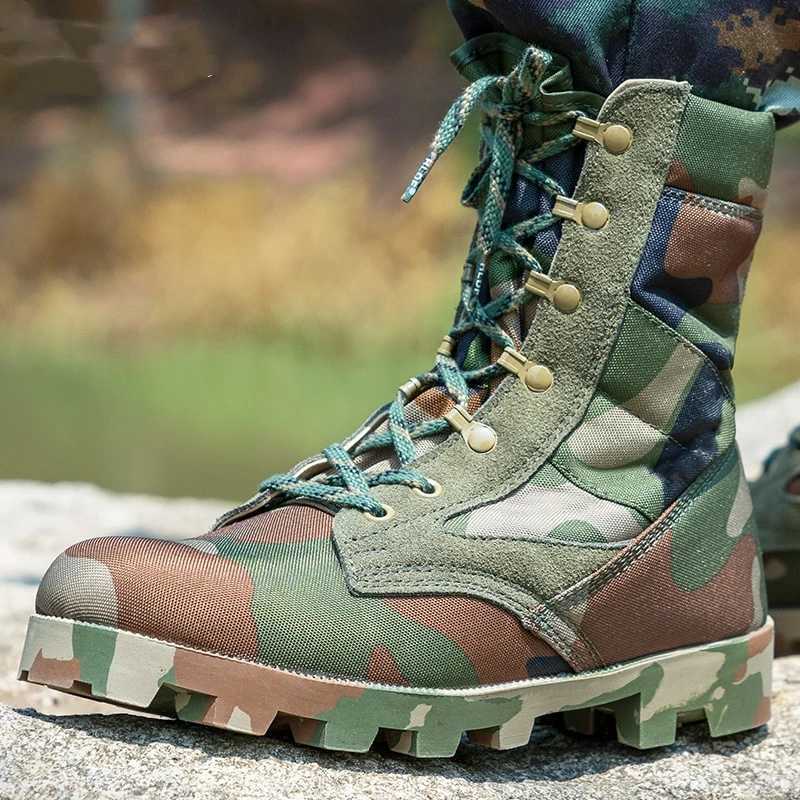 Camouflage Tactical Climb Boots Men High Top Side Zipper Training Desert Combat Work Boots Outdoor Mountaineering Hiking Shoes X241214