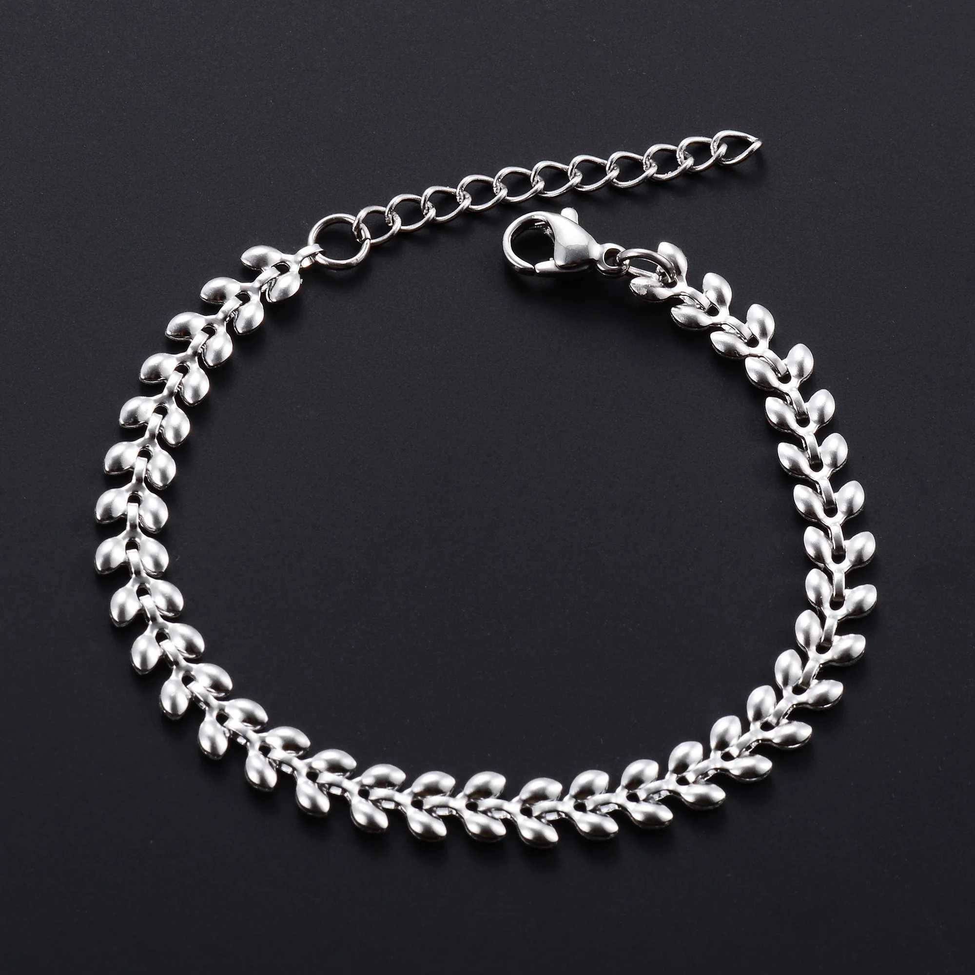 Bracelet Stainl Steel for Women Wheat Link Hand Chain with Extender Gold Color Plated Bangle Anklet Ladies Jewelry AccoryXJ241214