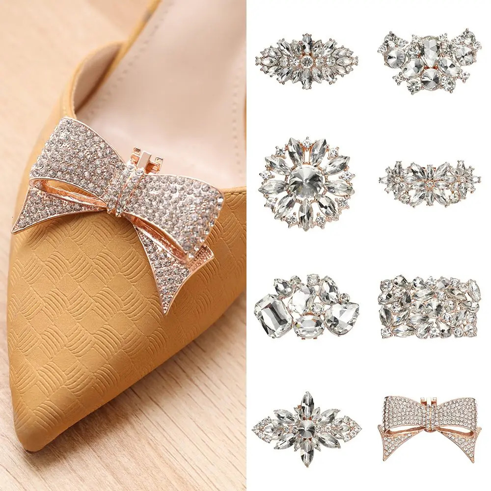 1 piece of womens high-heeled rhinestone shoe decoration clip charm buckle square clip shining clip wedding bride decoration accessory 241213