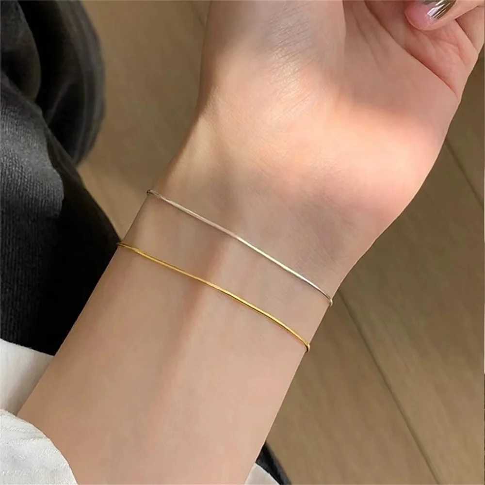New Ultra-fine Stainl Steel Snake Chain Bracelet Gold Color Simple Bracelet For Women INS Fashion Jewelry AccoriesXJ241214