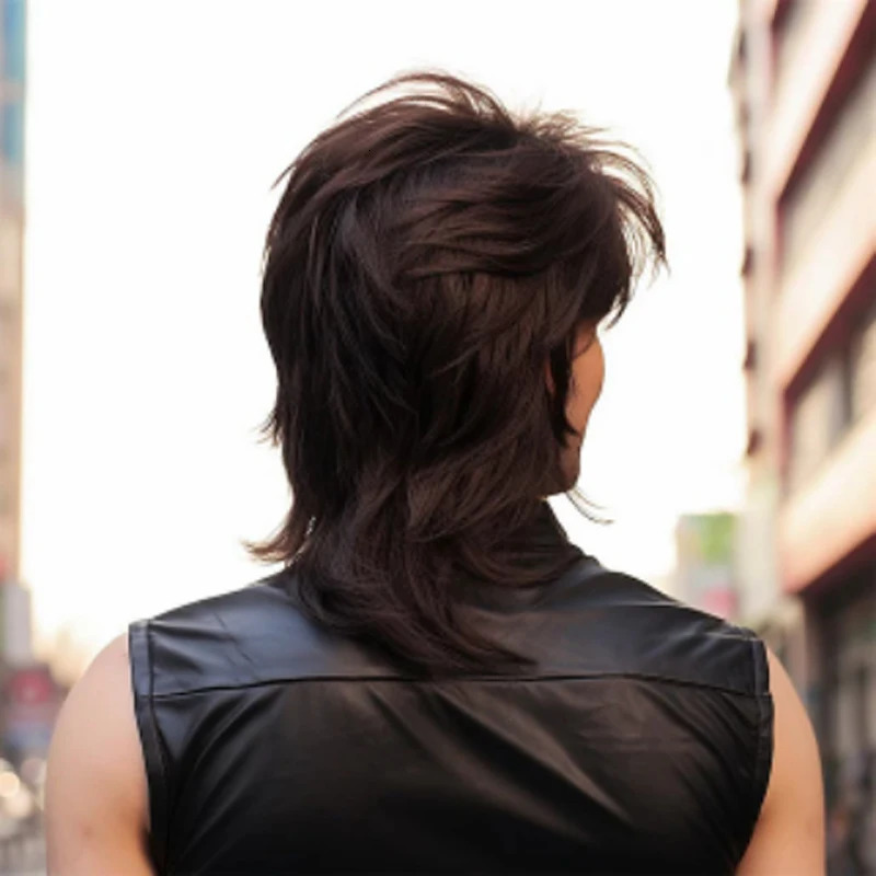 HAIRJOY Mullet Wig Adult Funny Wigs for Men Pop Rock Wig Joe Dirt Wig for 70s 80s Wig Brown Synthetic Wigs 241213