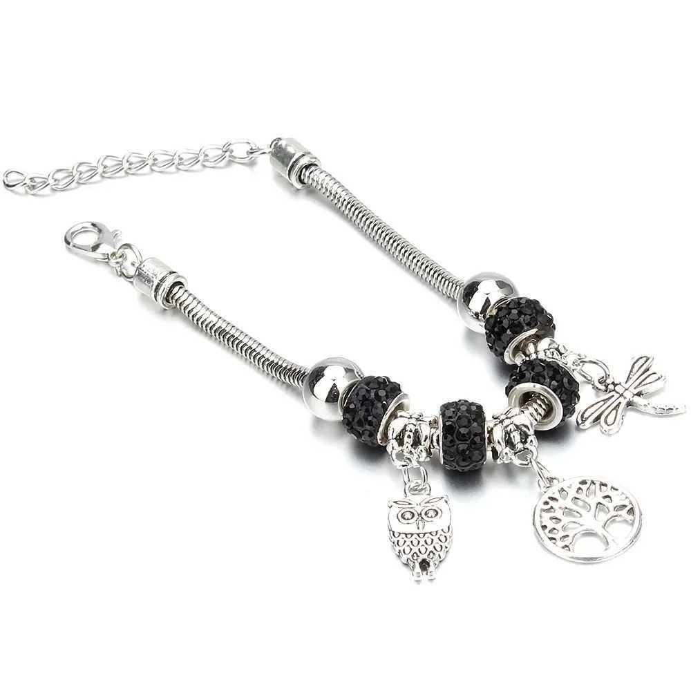 Antique Original Elephant Key Lock She 6 Colors Charm Bracelets for Women Glass Beads Bracelet Bangle DIY Jewelry GiftsXJ241214