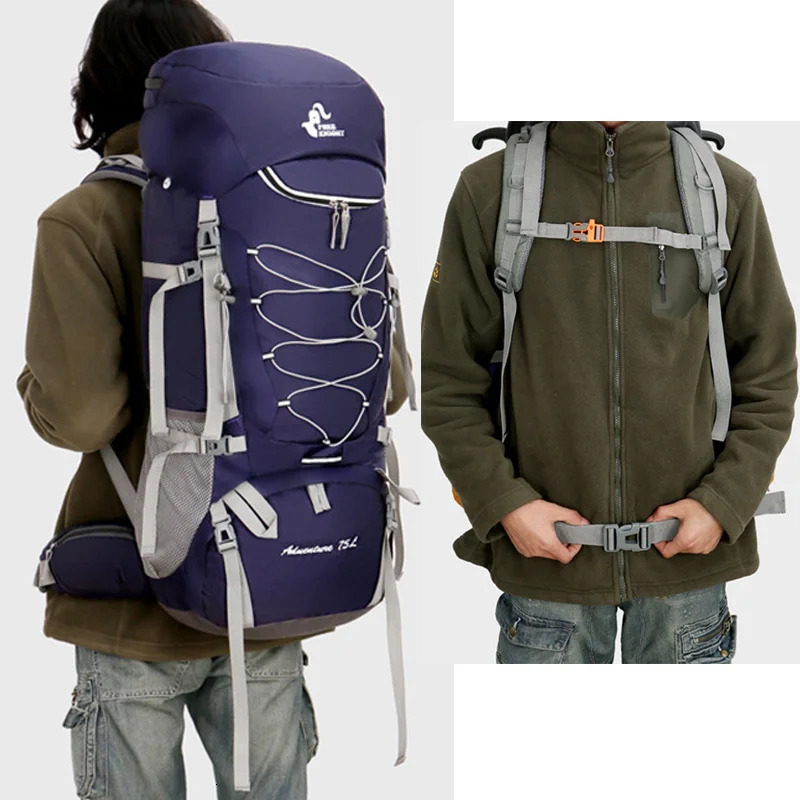 75L Camping Backpack Travel Sport Bag With Rain Cover Climbing Mountaineering Trekking Outdoor Rucksack Hiking Bag Shoulder Men 241214