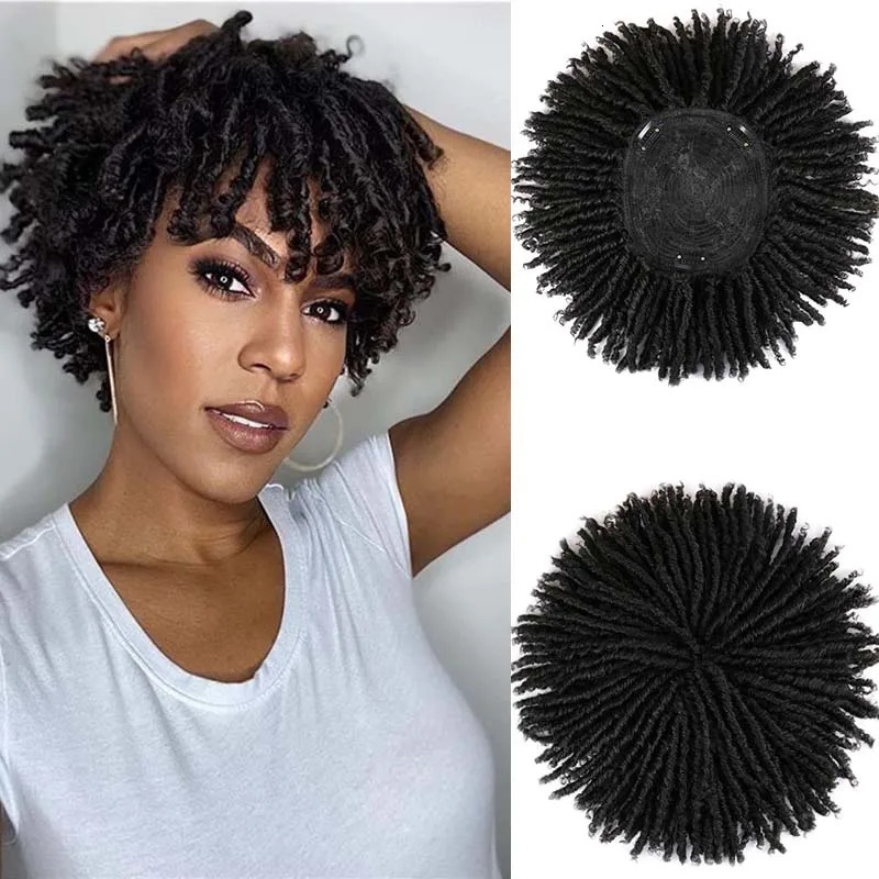 6inch Dreadlocks Hair Topper Guleless Wig Synthetic Hair Toupee Headband Gradient Conical Clips in Hairpiece For Men Women 241213