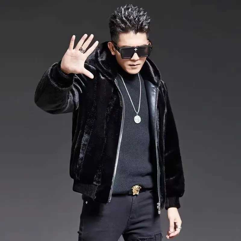 2023 autumn winter mens new leather jacket mens solid color hooded jacket mens long sleeved casual coat V37 W241213