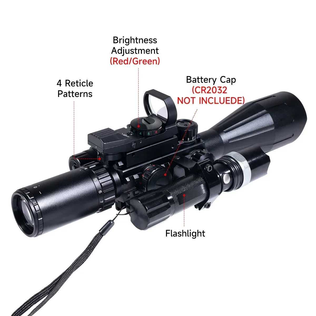 4-12X50IR Laser Flashlight Red Dot Combo Optical Sight Long Range Sniper Rifscope Adjustab Brightn Airsoft Hunting ScopesXJ241214