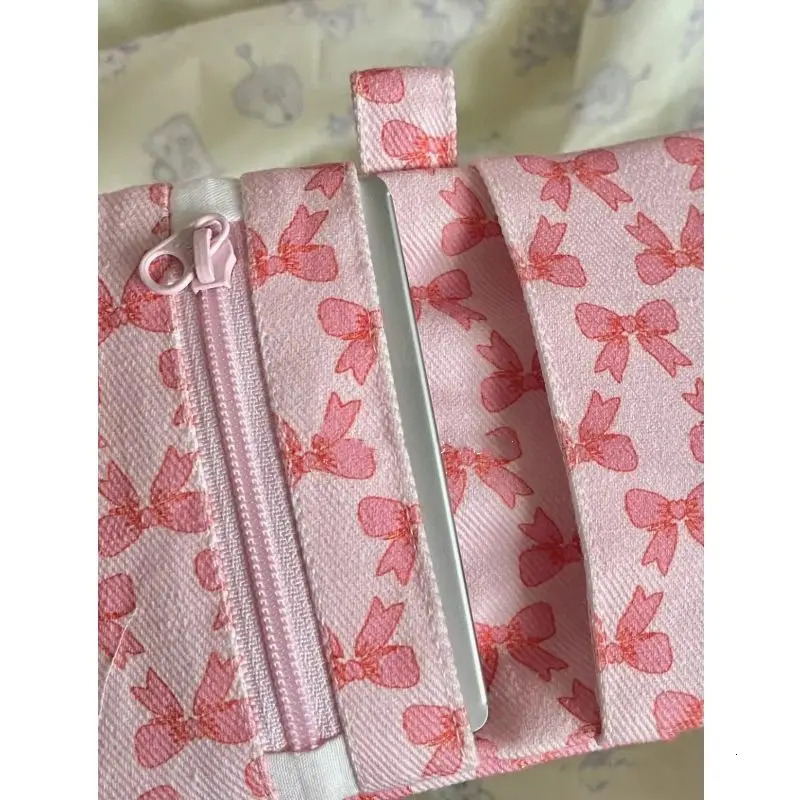 Student ID Card Wallet Clip Korean Fashion Pink Bow Kpop Po Card Coin Storage Bag Girl Sweet Bag 241212