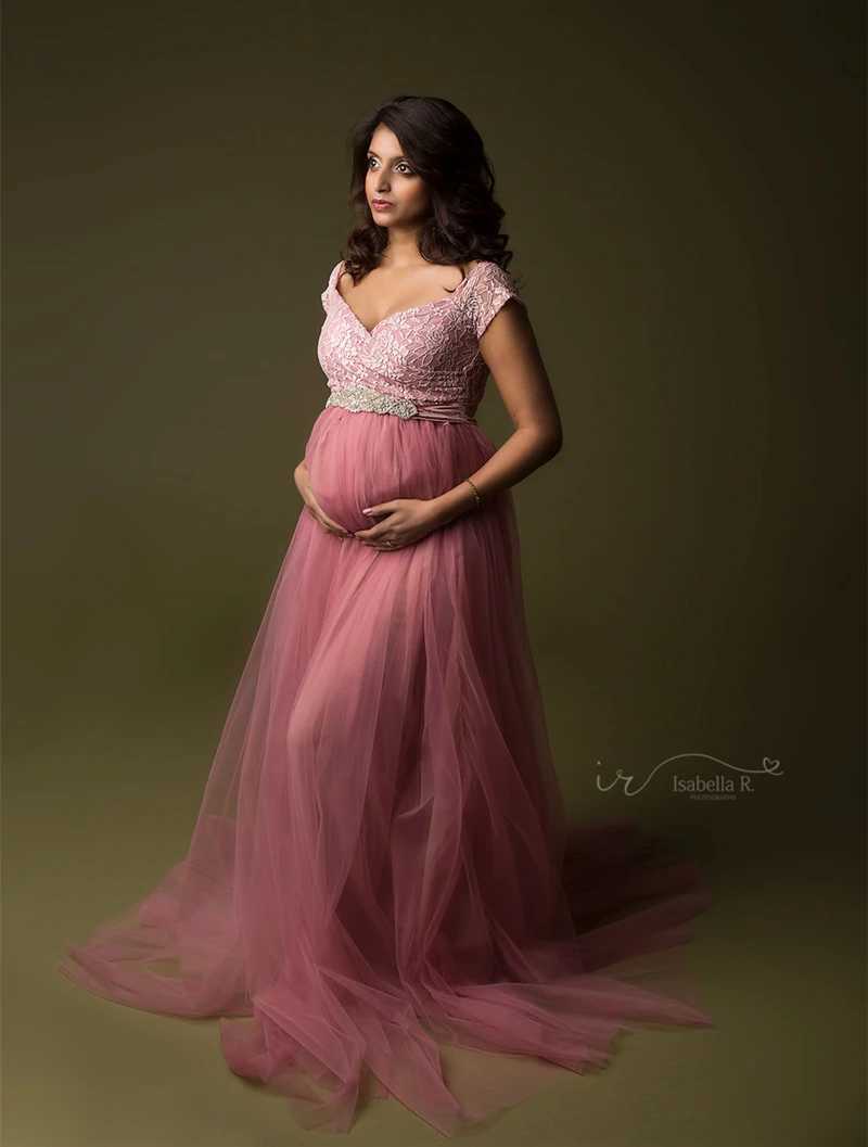2020 Tulle Materni Dress For Photo Shoot Pregnancy Long Tulle Dress For Photography Baby Shower Dresses Materni PhotographyXJ241213