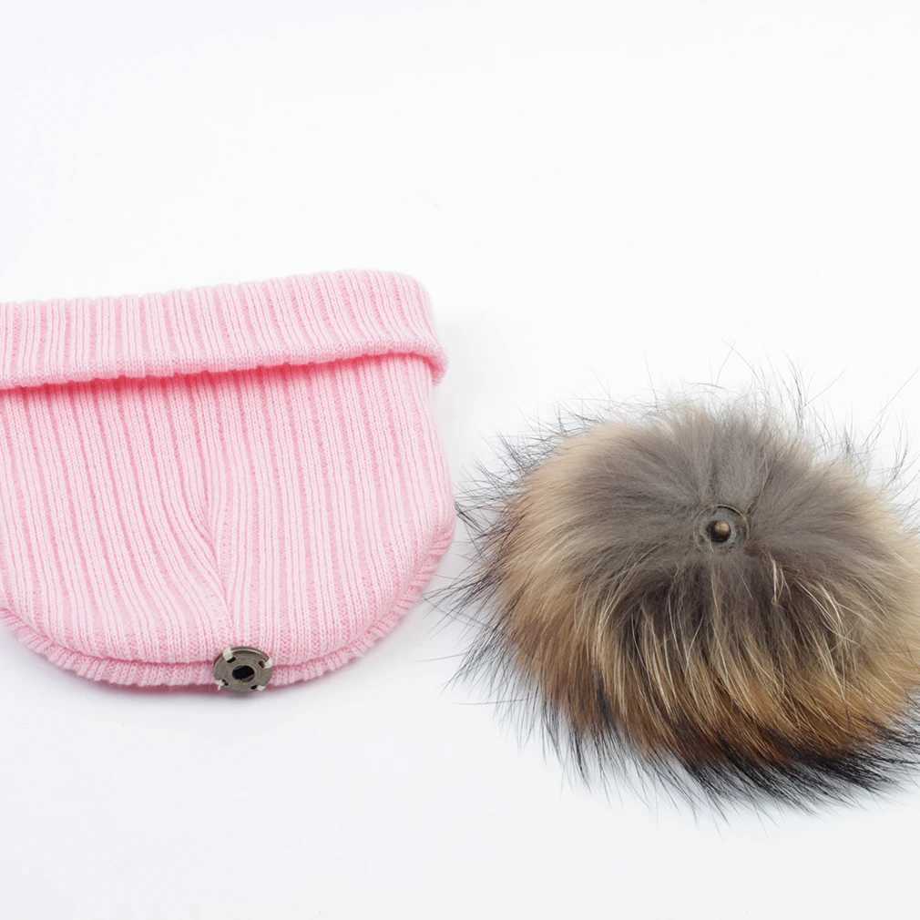 Autumn and Winter Newborn Baby Beanie Hat with Real Fur Pompom Children Beanies Crochet Kids Knitted Hats Baby Boy Accessories W241213