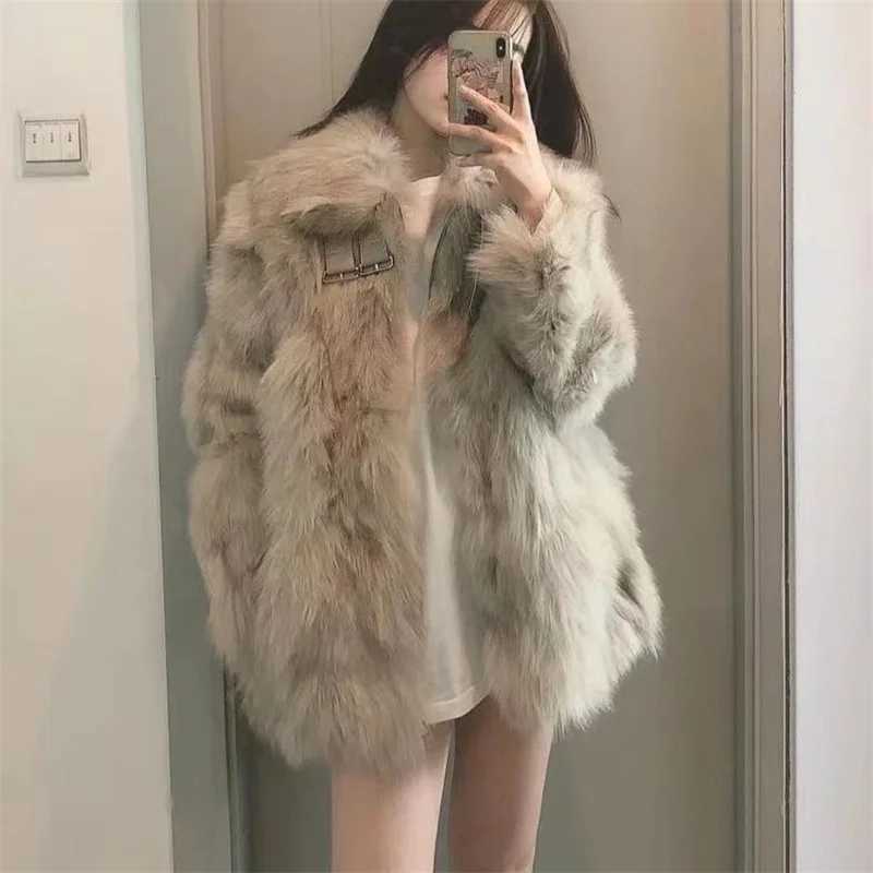 4XL 2024 Winter Quilted New Wool Grass Coat One Piece Fur Coat Womens Thick Jacket Womens Long Fur Coat X241214