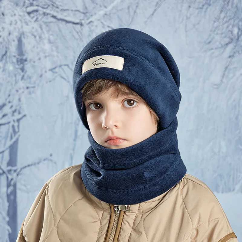 Two piece set of winter polar coral hats suitable for children boys girls facial masks neck warmers balaclava beanies hot sports scarves ski hats W241