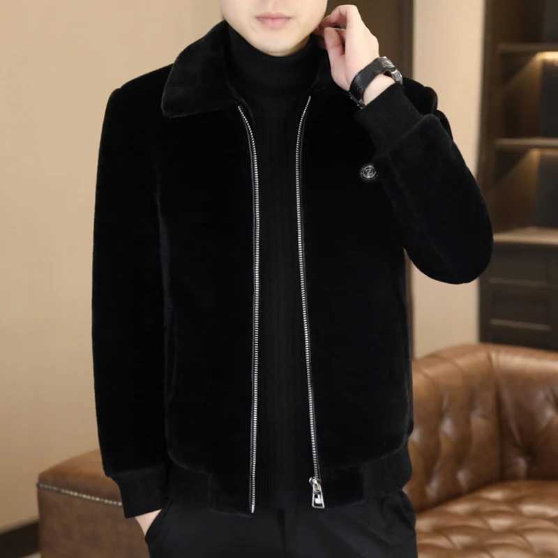 2024 Winter Artificial Fur Mens Thick Fur Integrated Jacket High Quality Casual Business Windproof Jacket Mens Wear W241213