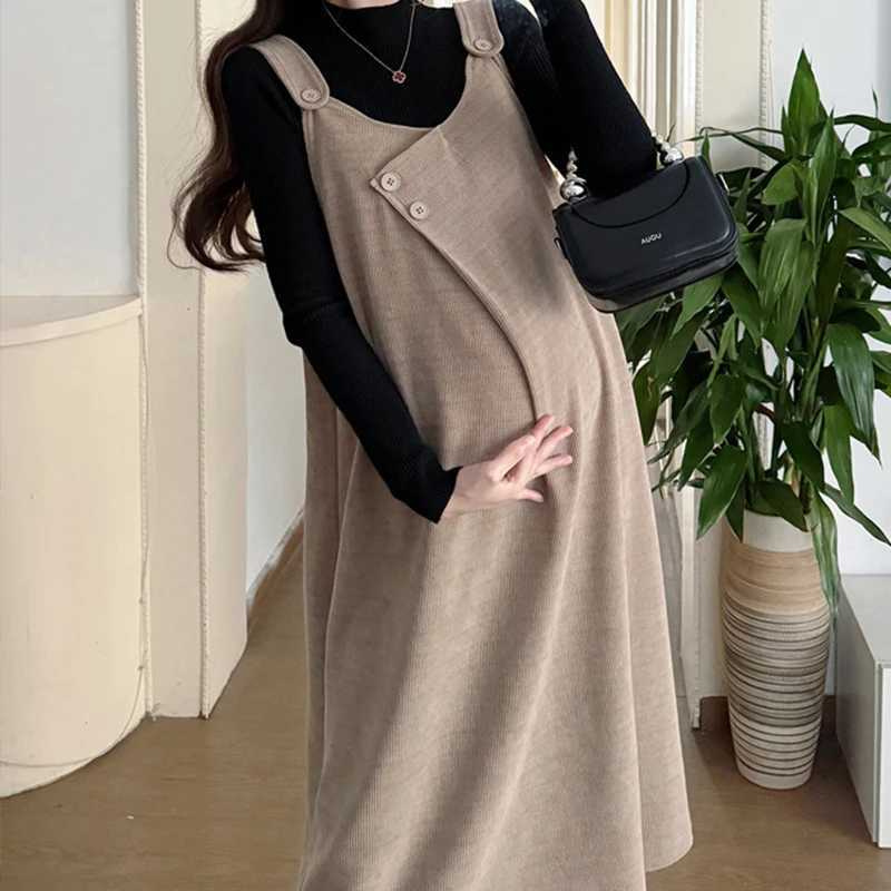 Pregnant Women Autumn Winter Clothes Fashionable Chenille Fabric Slip Dress New Elegance Materni Sleeveless Sundress WearXJ241213