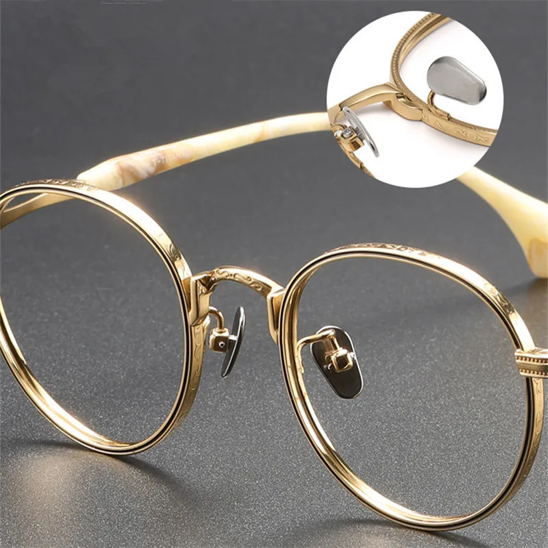 Japanese Pure Glasses Frame High Quality Retro Round ner Eyeglasses Frames Handmade Golden Spectacle Eyewear Gafas 241213