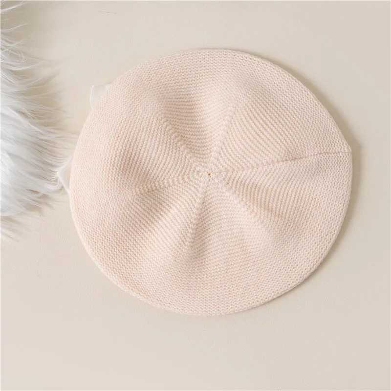 Autumn Winter Baby Girls Warm Bowknot Knitted Hats Children Beret Beanie Hat Solid Hat Soft Comfortable Kids Bonnet For 2-8Years W241213