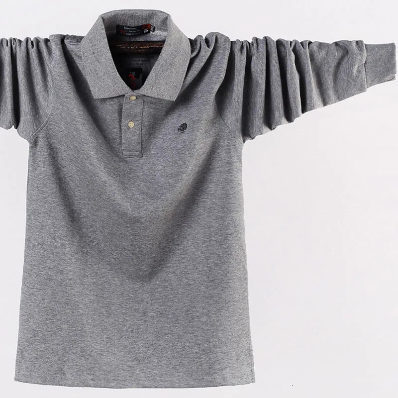 Mens POLO shirt mens business casual cotton autumn long sleeves large size lapel 5XL 6XL 241213