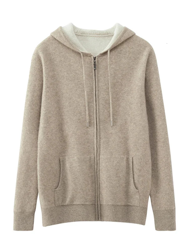 High Quality Autumn Winter Men Hooded Cashmere Sweater Long Sleeve Casual Loose Pullover 100% Merino Wool Knitwear Korean Tops 241209