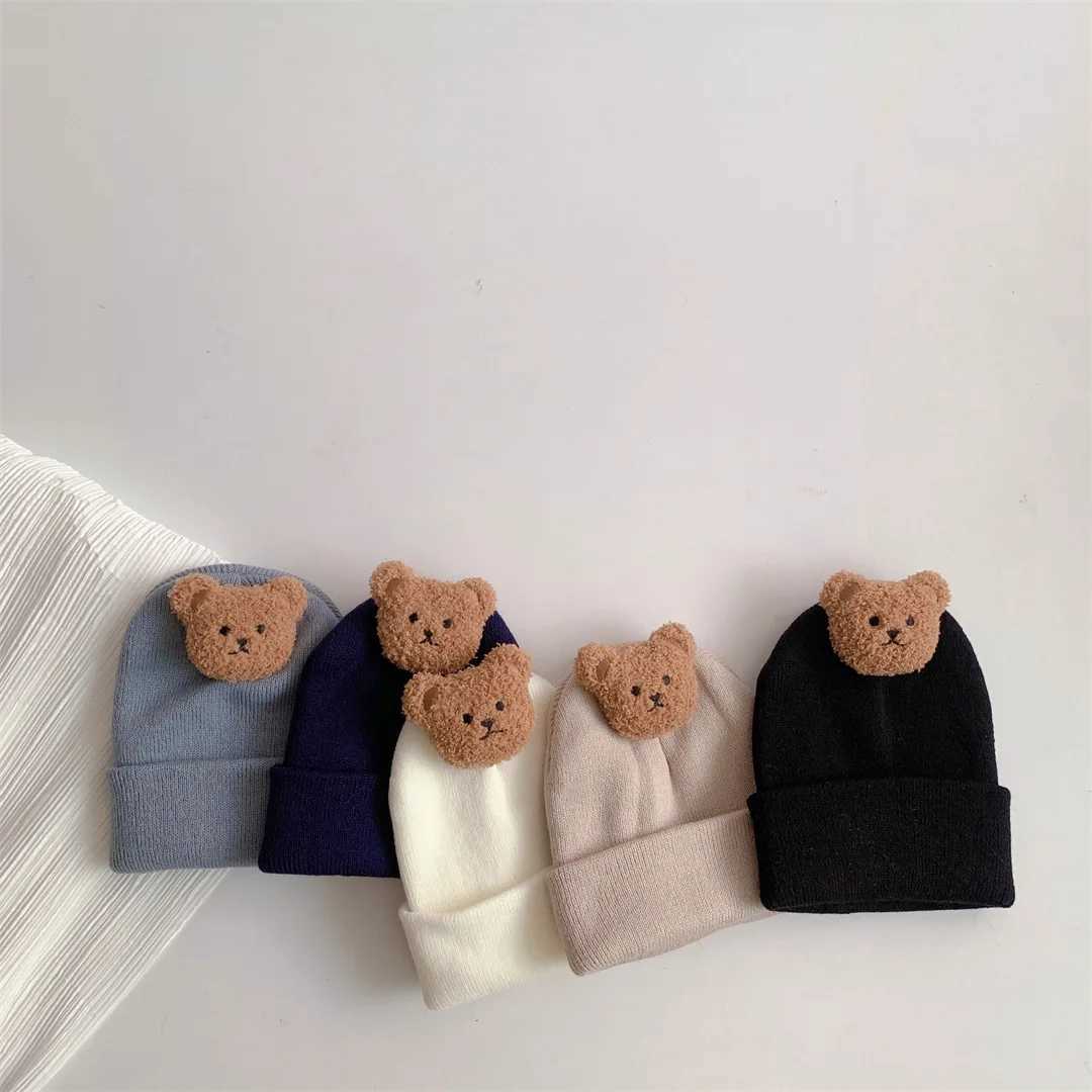 Bear Baby Knitted Hat Warm Baby Bear Boys and Girls Soft and Comfortable Toddler Hat in Autumn W241213
