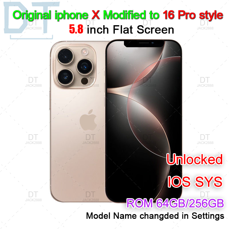 Refurbished Original Unlocked OLED Screen iPhone X in iPhone 16 pro Cellphone style Apple iPhone 14pro RAM 3GB ROM 64GB/256GB Mobile phone