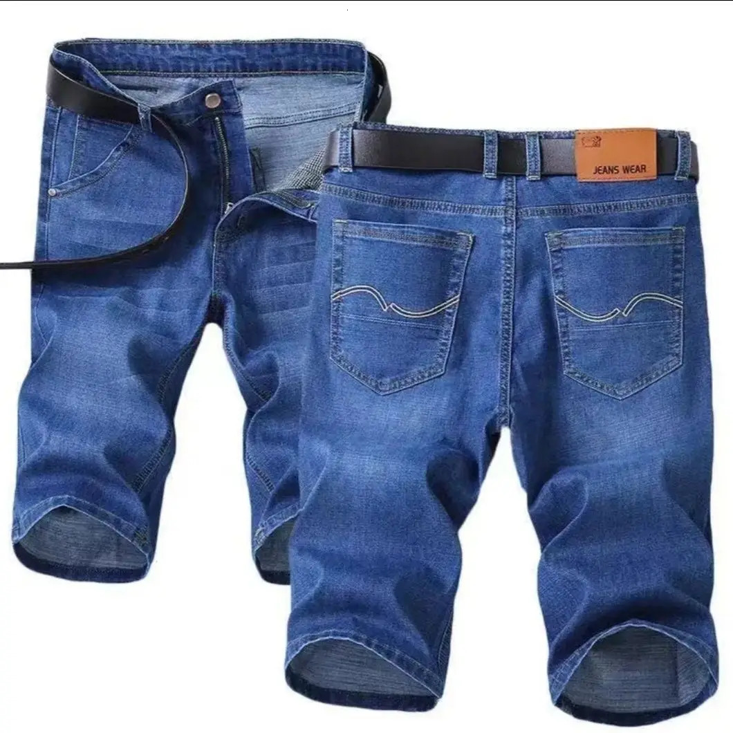 Summer mens short denim jeans thin casual cool pants stretch daily high quality comer 241211