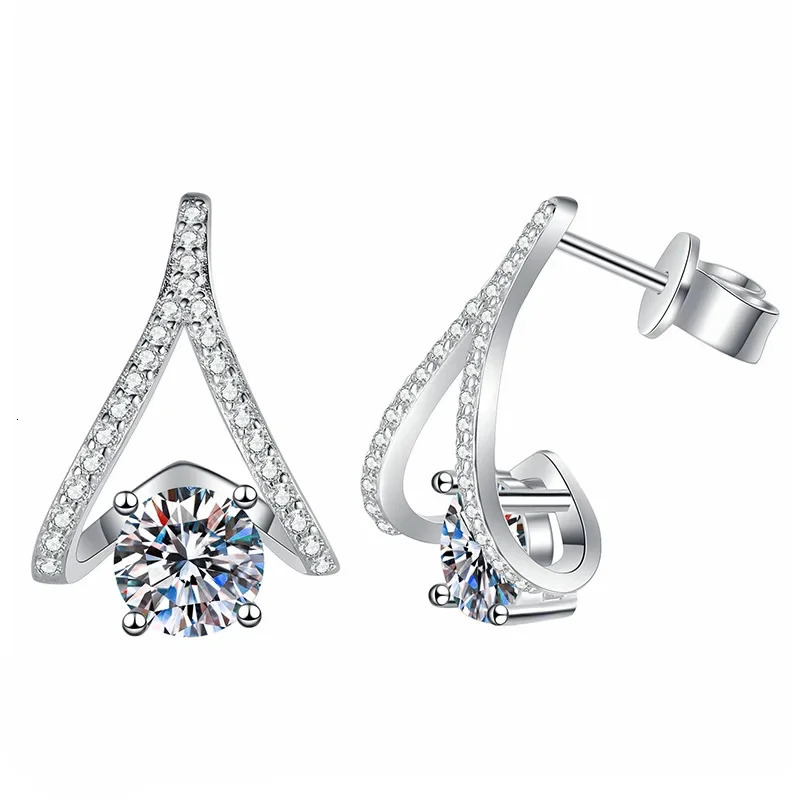 Certified 2CTTW D Color Stud Earring for Women Sparkling High Quality Lab Diamond Jewelry 925 Sterling Silver 241214
