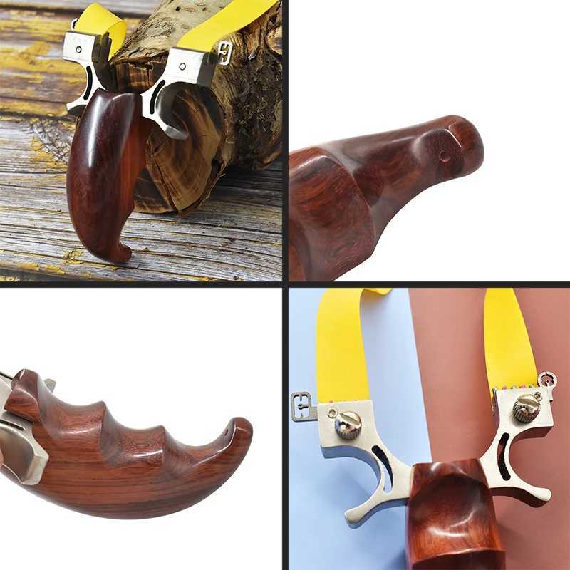 New Arrival Stainless steel slingshot with solid wood grip beginner assisted aiming slingshot adult shooting toy outdoor hunting tool Z241214