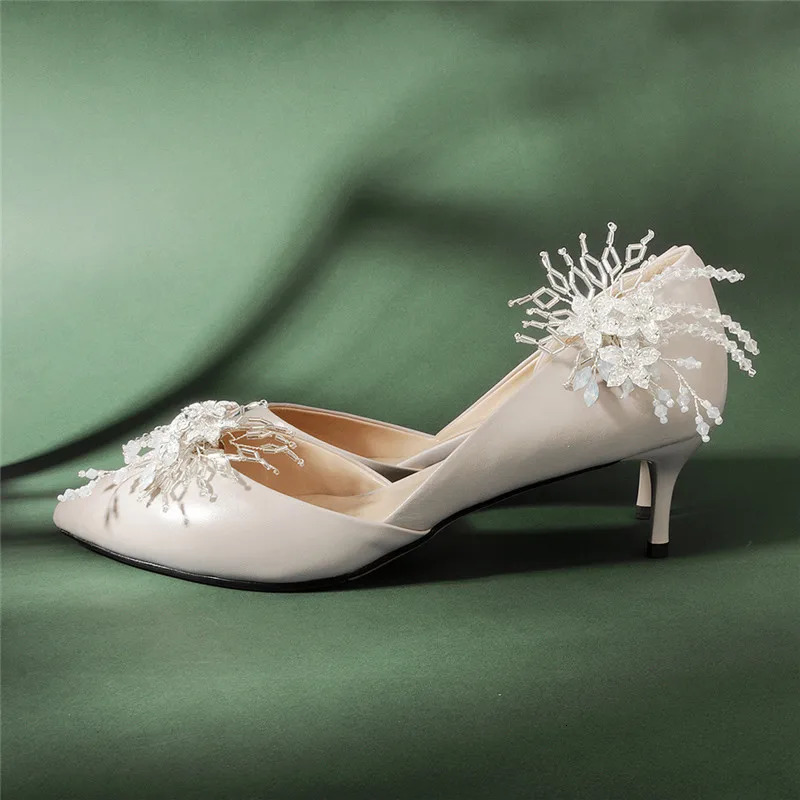 Mori Beautiful Shining Decorative Shoe Clip Buckle Rhinestone Crystal Flower Elegant Wedding Party Shoes Decorations Accessories 241213