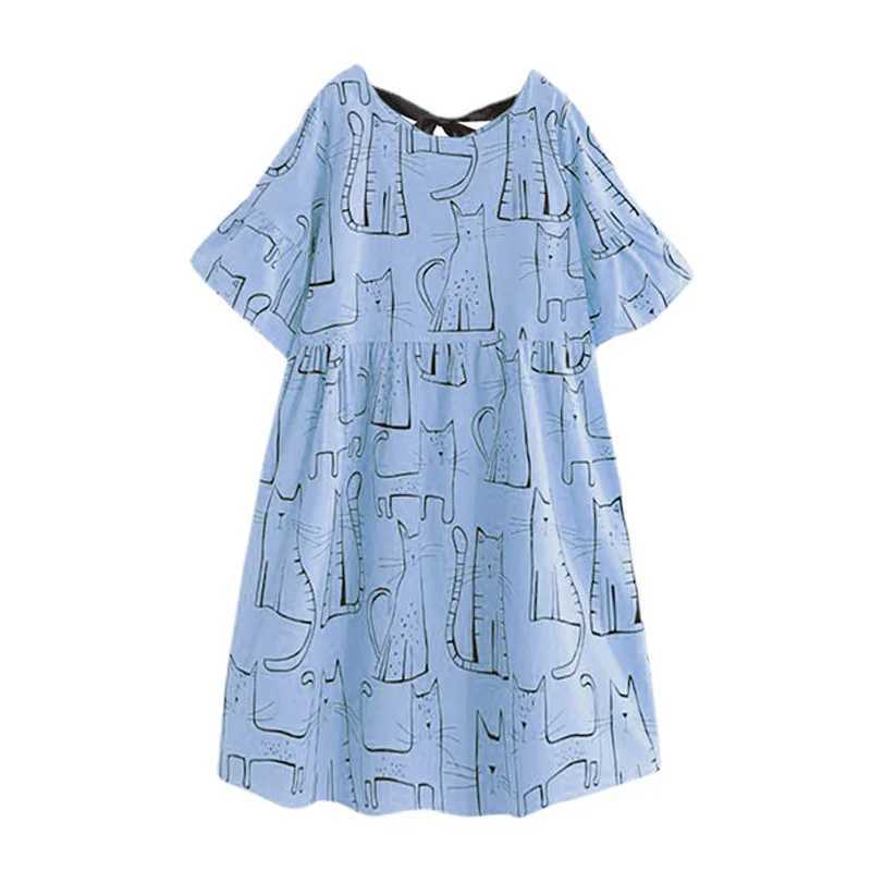 Materni New Summer Short-Sleeved Dresses Womens Dresses Tops T-Shirt Loose Big Yards Medium-Length Materni SkirtXJ241213