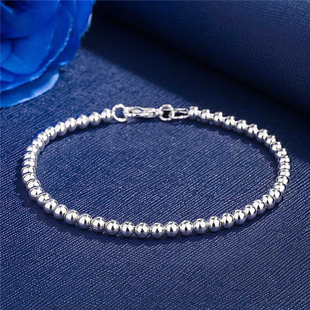 Christmas gifts charm 925 Sterling Bracelet 4MM beads chain for woman Popular brands jewelry fashion Wedding partyXJ241214