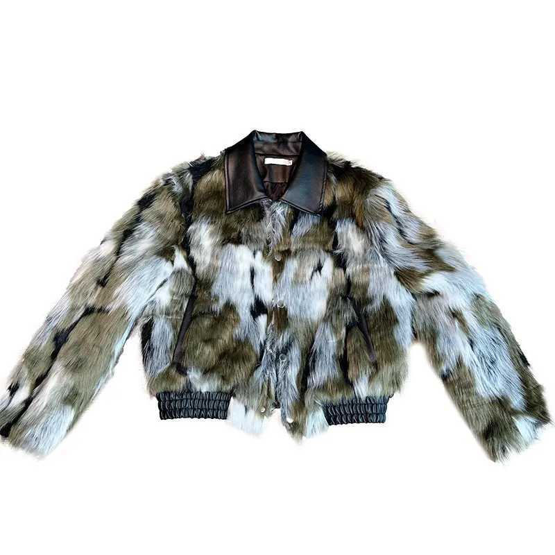2024 Winter New High end Fashion Mens Artificial Fox Fur Jacket Mens Thick Design Fashionable Chic Top Warm Plush Cotton Pad Jacket W241213