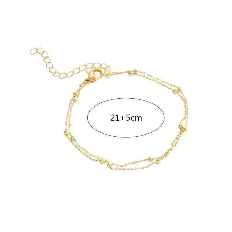 Tren Double Layers Small Round Beads Bracelet Womens Hand Bracelets Gold Color Chain Simple Female Ball Bracelet JewelryXJ241214