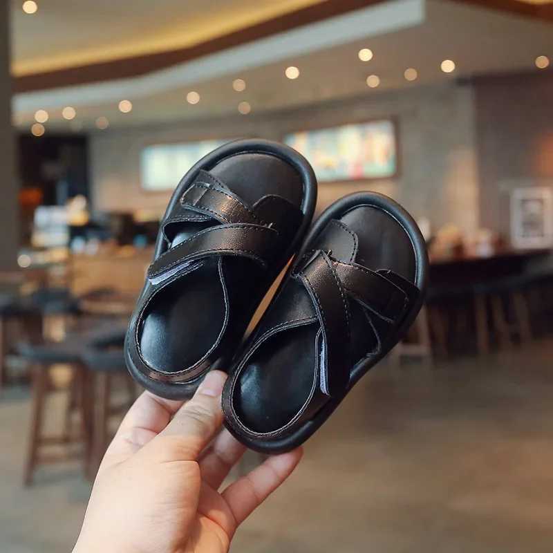 Sandals Summer New Girls Simple Beach Shoes School Student Street Style Fashionable Children Sandals Boy Soft-soled Slipper H250212