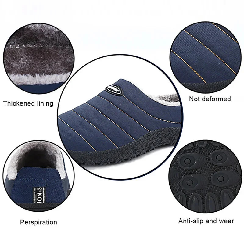 Indoor Home Couple Slippers Plush Thick Warm Baotou Half Outdoor Cotton Casual Walking Shoes Slipper Men 241214
