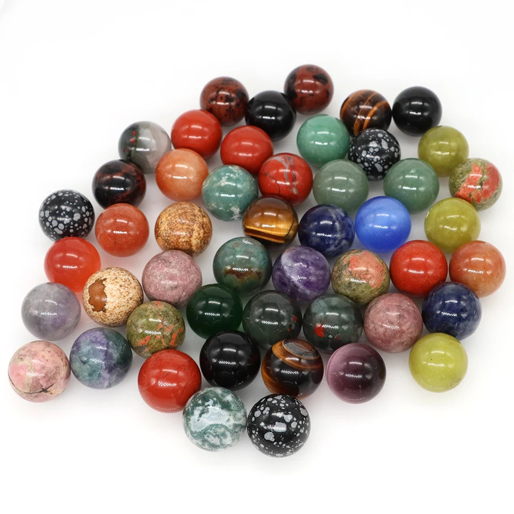 20mm natural stone round ball rose quartz non porous crystal beads DIY gemstone necklace bracelet making jewelry wholesale 241212