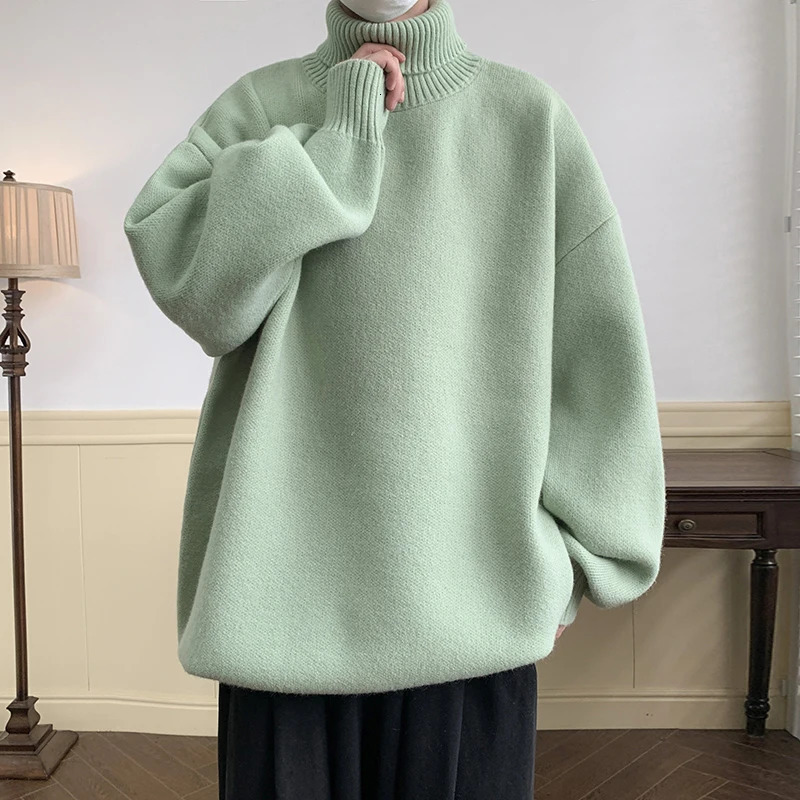 Autumn Winter Men Turtleneck Sweaters Mens Oversized Warm Sweater Women Knitted Jumpers Vintage Pullovers Clothing 241213
