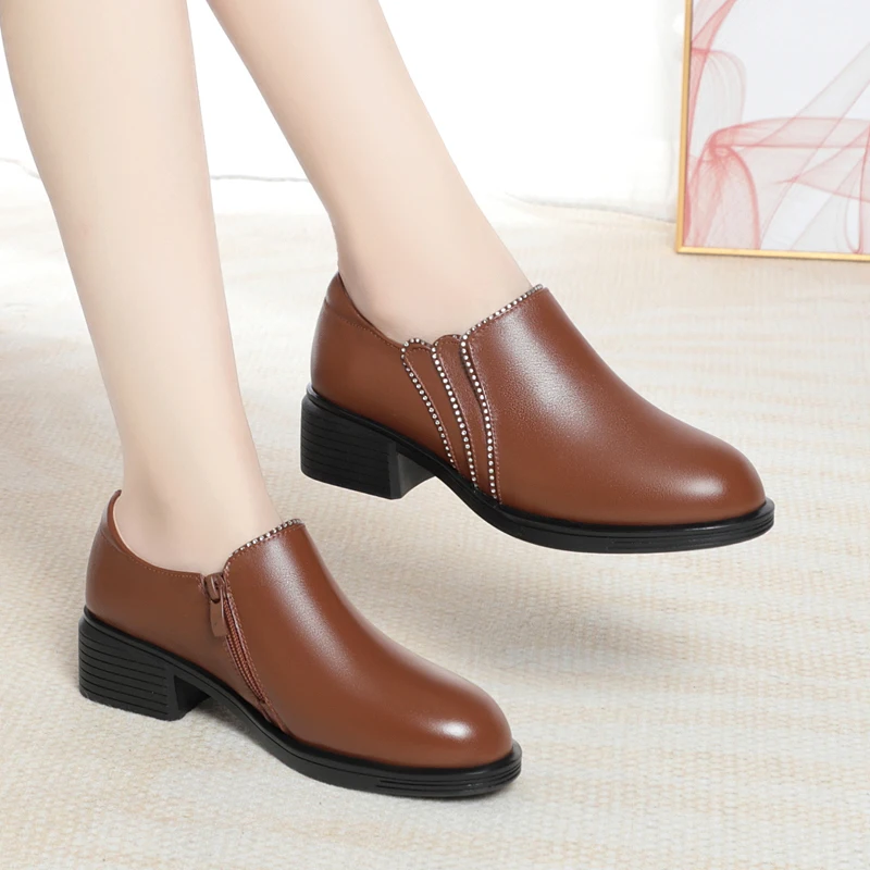 AIYUQI Women Office Shoes Fall Genuine Leather Women Dress Shoes Large Size Fashion Diamond Shoes Women