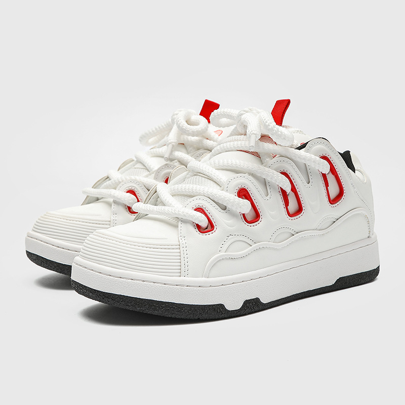 Men Women Couple Casual Shoes:Thick Sole Simple Style Versatile Designer Shoes Korean Version Fashion,Red/White/Black,Free shipping