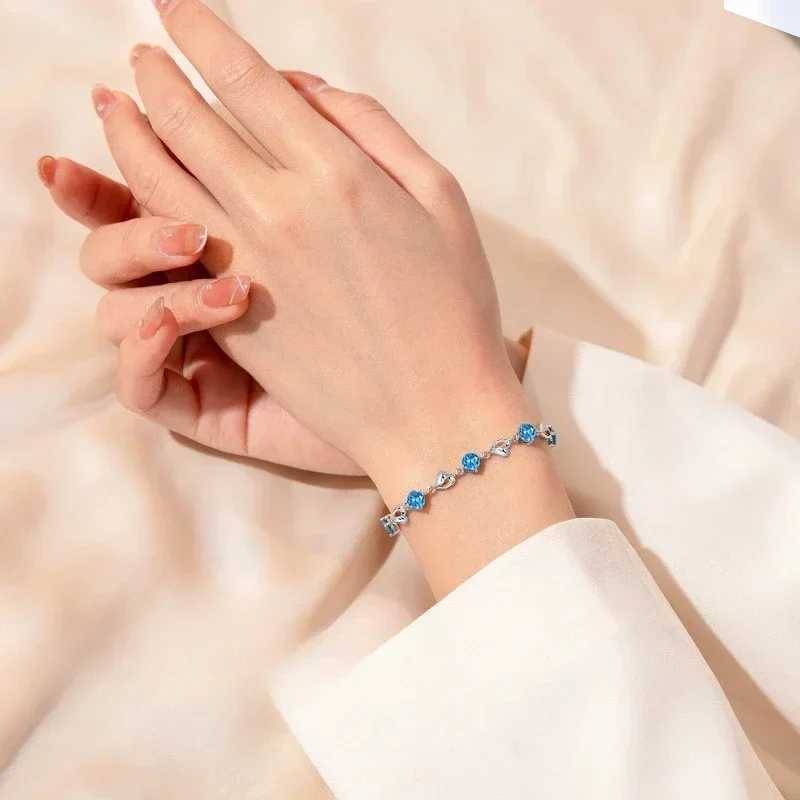 925 Sterling Silver Heart Shed Necklace Bracelet Set for Women Vintage Korean Crystal Bracelets High Quality Set Party JewelryXJ241214