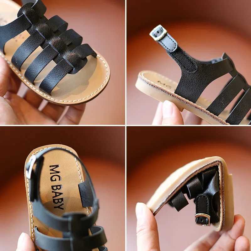 Sandals Toddler Sandals Little Girls Cut Outs Leather Shoes 2024 Summer Brand New Gladiator Sandals Weave Baby Girl Beach Shoes H06171 H241213
