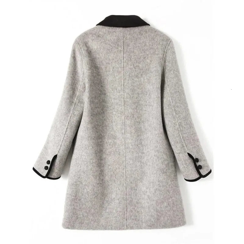 High Quality Woolen Coat Female Autumn Winter Fashion Korean Slim Casual Versatile Style Contrast Color Wool Overcoat Women 241214