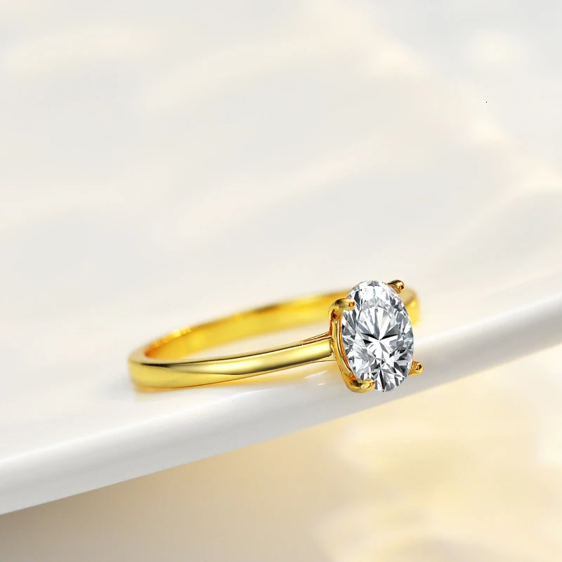 Oval 1 Carat S925 Sterling Silver Ring Women Engagement Wedding Jewelry 241213