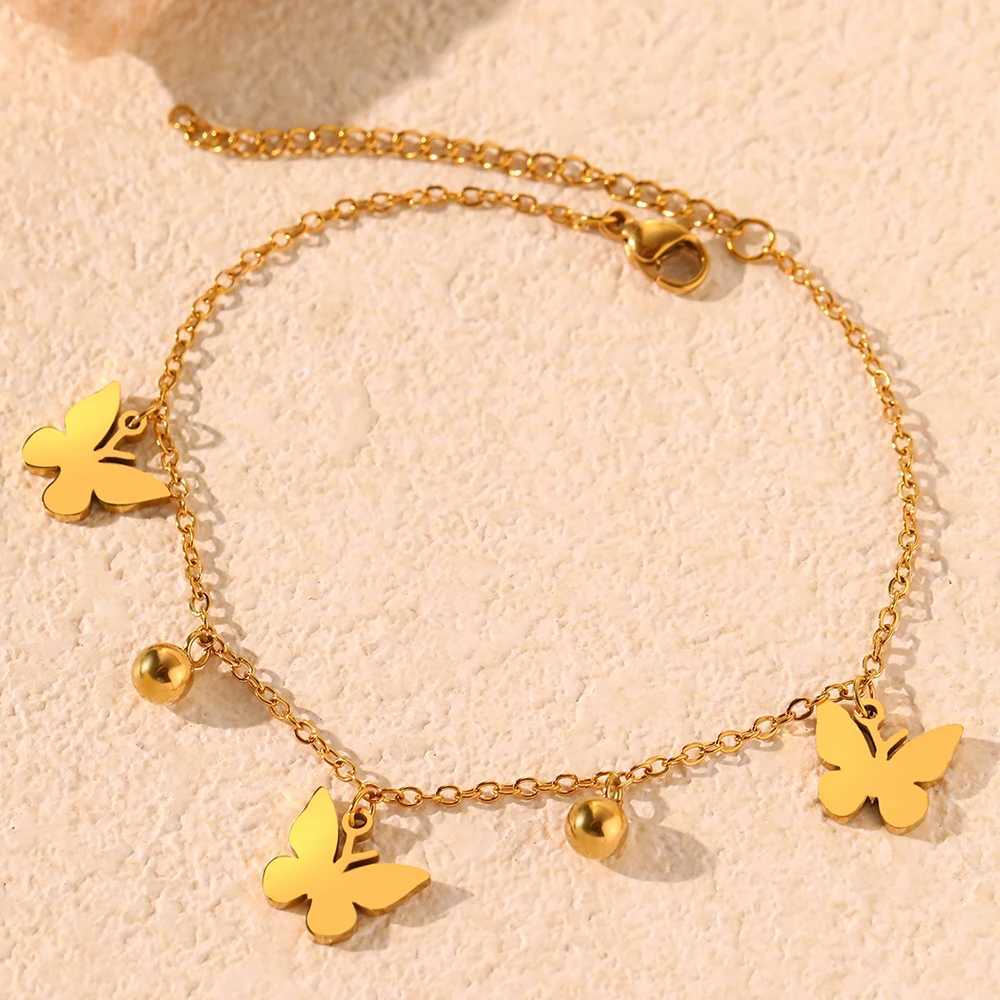 Stainl Steel Bracelet Elegance Temperament Butterfly Pendant Bead Chain Minimalist Mori Bracelet For Women Jewellery Gift NewXJ241214