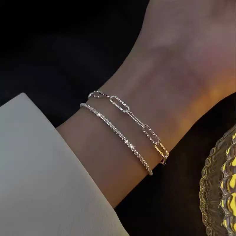 Stainl Steel Fashion Simple Shiny Chain Bracelet for Women Minimalist Adjustable Charm Bracelet Wedding Party Jewelry GiftsXJ241214