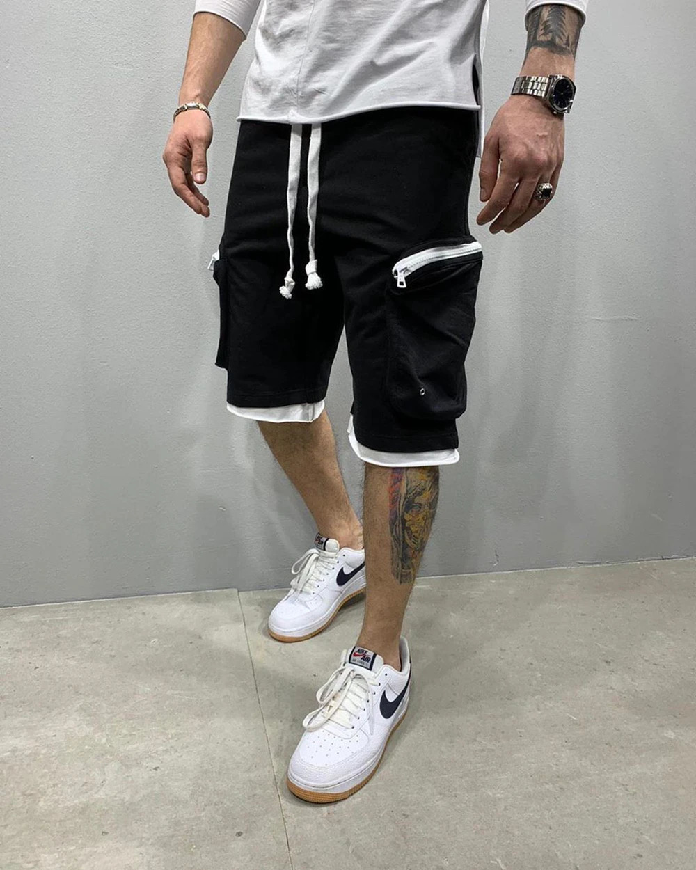 Mens summer cargo shorts cotton exercise shorts breathable jogging training gym fitness multi pocket yellow shorts 241210