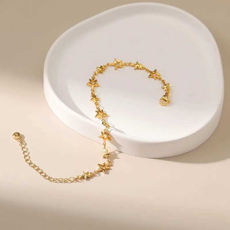 Stainl Steel Metal Hollow Star Chain Bracelets For Man Women Gold Silver Color Pentagram Pendant Bracelet Jewelry GiftsXJ241214