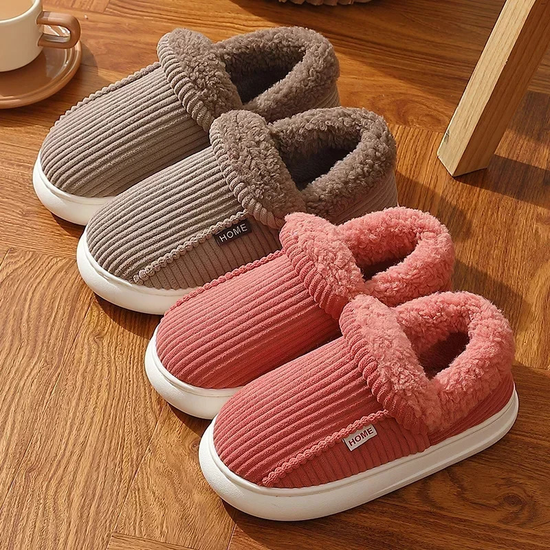 Big Size 48 49 Winter Warm Slippers Comfort Home Plush Shoes Women Men Bedroom Non Slip Slides Couples Indoor Casual Furry Flats 241214